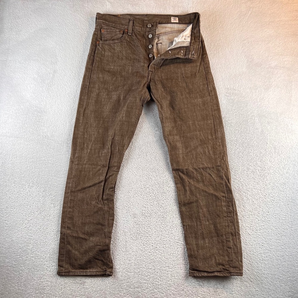 Levis 501 White Oak Cone Denim Jeans Mens 31x30 Brown Straight Leg Button Fly